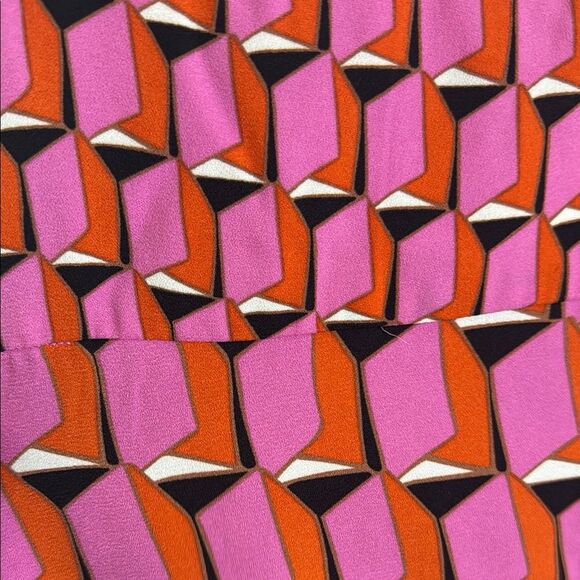 NWT-Diane Von Furstenberg Pink and Red Geometric Dress- Size 14 - Picture 7 of 7
